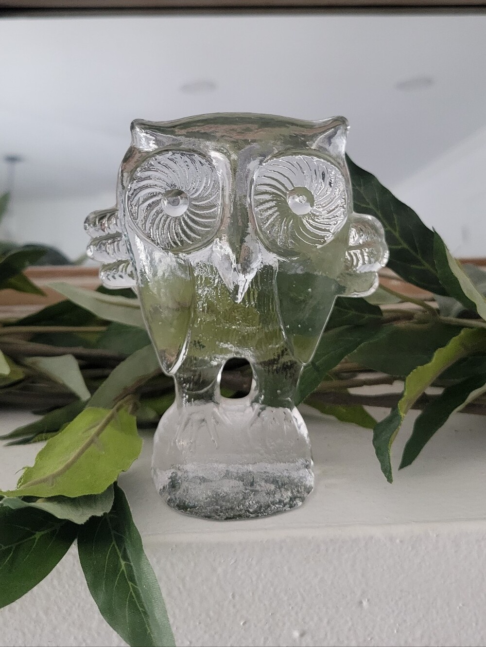 Kosta Boda Clear Glass Owl Paperweight